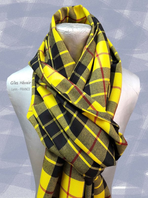 Echarpe en Tartan écossais de laine jaune et noir